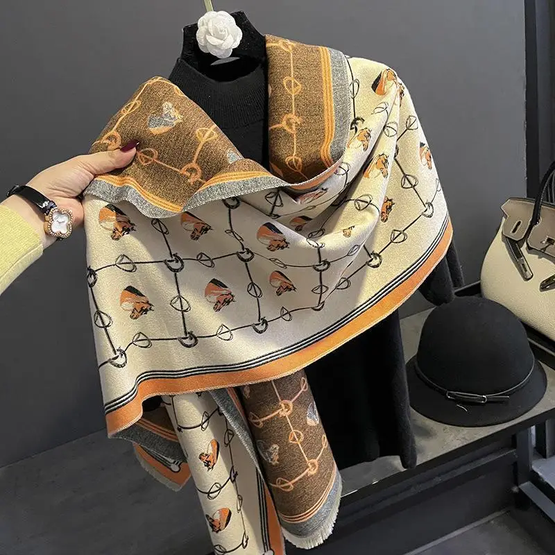 

2023 New Winter Warm Blanket Scarf for Women Luxury Cashmere Shawl Wraps Bufanda Lady Thick Blanket Foulard Pashmina Bandana