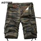 Шорты мужские пляжные в клетку, армейские штаны-карго в стиле милитари, хлопковые свободные брюки-бермуды, комбинезон, большие размеры 44, на лето