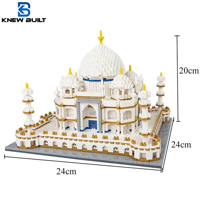 

KNEW BUILT 3D Model Kits Toys Micro Mini Building Indian Taj Mahal Blocks for Adults with Flower LED Assemble Architecture Brick
