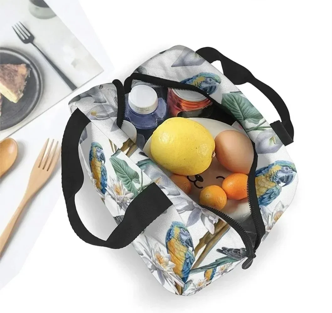 Большая портативная сумка для обеда из ткани Оксфорд с мультяшным принтом совы и