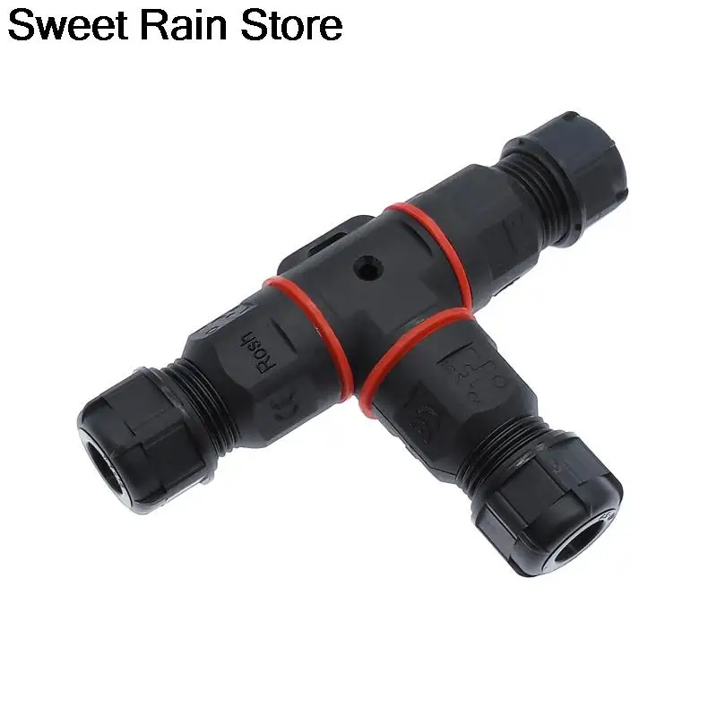 

IP68 Waterproof connector T Shape 3 Pin 250V 24A Cable Wire Gland Sleeve connector quick connect waterproof connector