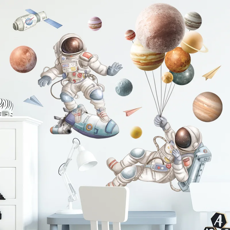 

Living Room Home Wall Decorations Wall Stickers Astronaut Starry Sky Wallpapers Murals for Children's Room Wall Poster Murals