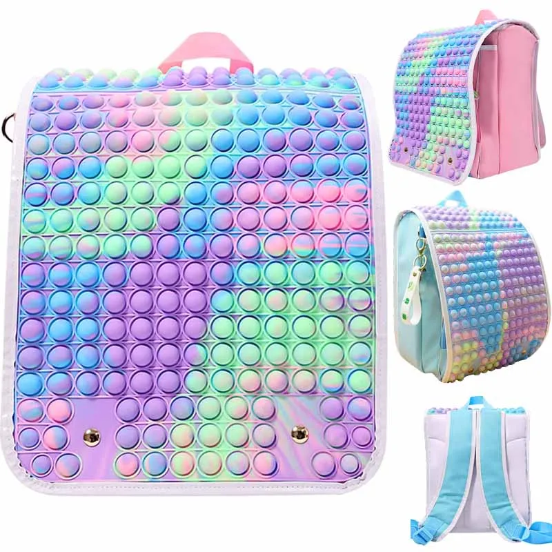 

Рюкзак для мальчиков и девочек, популярный детский Подарочный ранец через плечо с пузырьками, игрушка-антистресс для учеников школы, снятия...