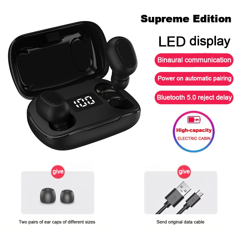

TWS Wireless Earbuds Stereo Bluetooth 5.0 Earphones Sport Wireless Headphones Waterproof Charging Box Headset for Smart Phones