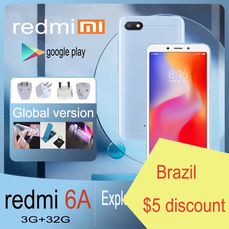 Оптовая продажа Смартфон xiaomi redmi 6A мобильный телефон Прямой разговор сотовые