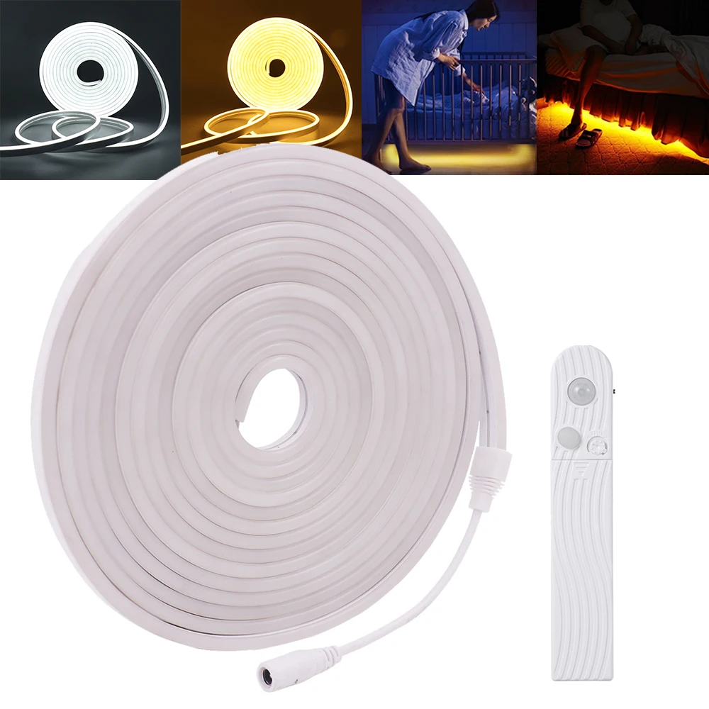 Human Body Induction Neon Strip DC 5V USB SMD 2835 120Leds/m Silicone Tube Battery Powered LED Strip Night Light