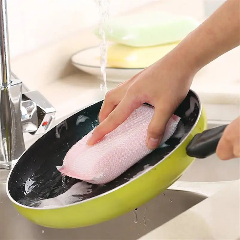

3Pcs Kitchen Cleaning Sponge Dish Cloth Non-stick Oil Dishwashing Cloth Scouring Pad Cleaning Tools Bathroom Kitchen Accessories