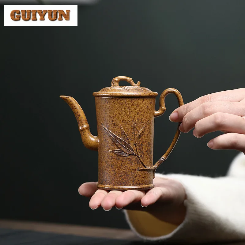 150 мл Элегантные фиолетовые глиняные чайники Исин бамбуковая трубка ручной