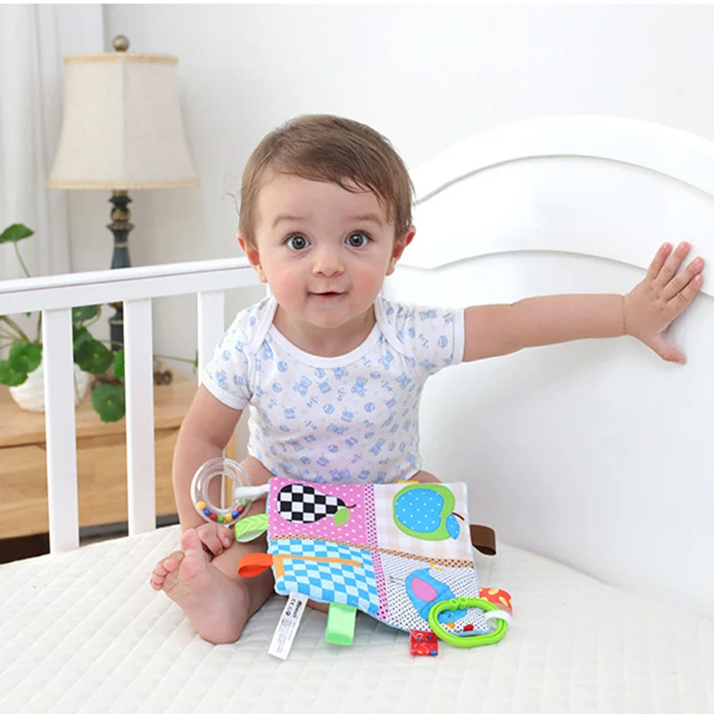 

Toddler Cartoon Label Appease Towel Newborn Toy with Teether BB Device Sound Paper Hanging Ring Multifunctional Baby Puzzle Toy