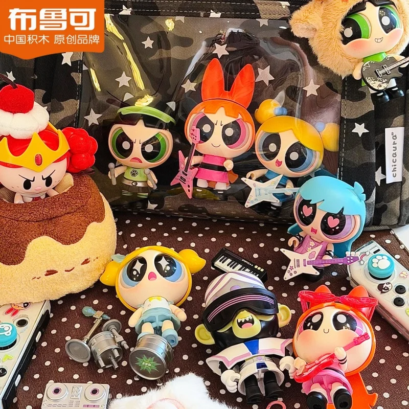 Фото Новая коллекционная фигурка BLOKEES The Powerpuff Girls Cute Beats Series Vol.1 в слепой коробке, настольное украшение, модель, игрушка, подарок на день рождения №2