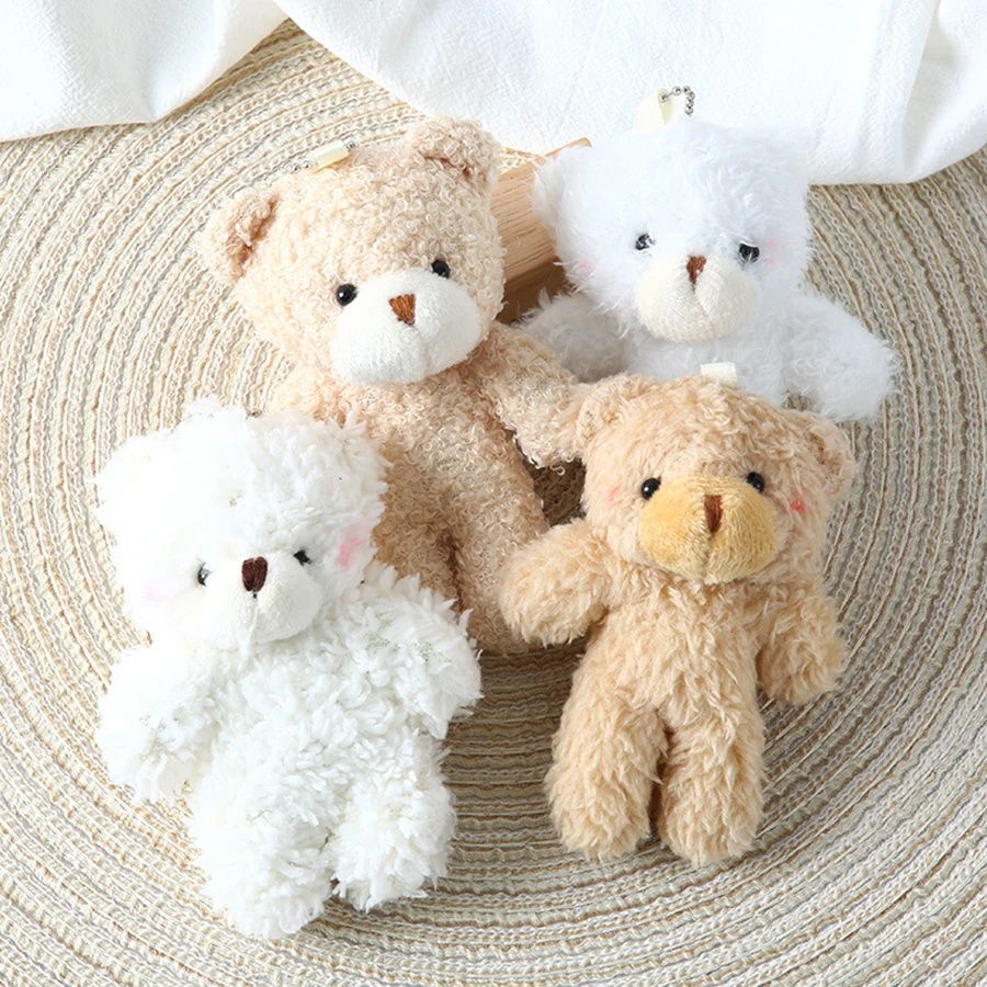 

11CM Fluffy Blush Teddy Bear Plush Pendant Cartoon Toys Doll Stuffed Rabbit Bunny Keychain Backpack Ornament Girl Gift Wholesale