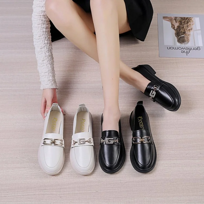 

Pu round Toe Buckle Low-Top Shoes Mid-Mouth Rubber Pumps