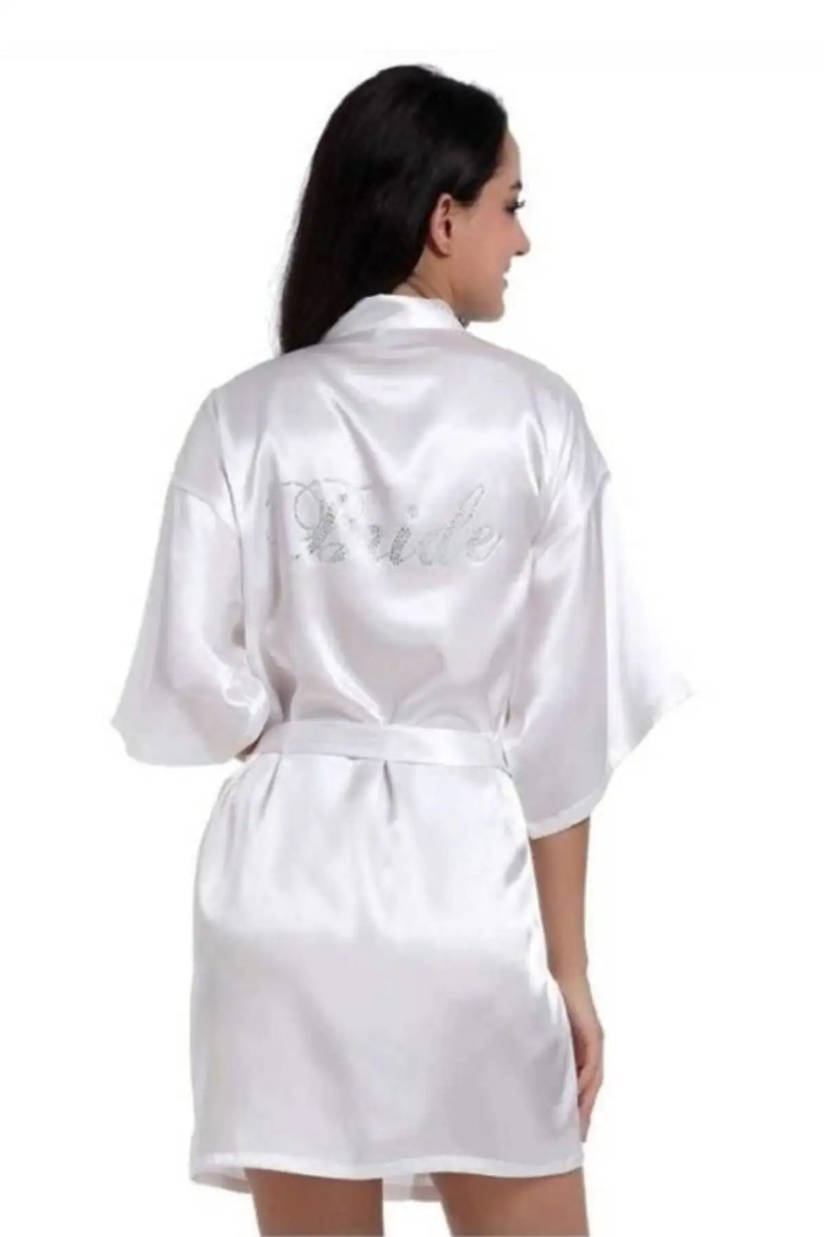 

Dressing Gown White Satin Bride Fashion Robe Female Bathrobe Sexy Peignoir Kimono Bride Dressing Gown Gown Gown Gown Gown