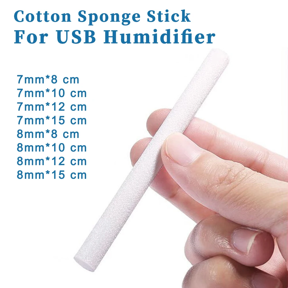 20 Pcs 7mm/8mm Humidifier Filter Cotton Swab Core USB Air Ultrasonic Humidifier Aroma Diffuser Replacement Cotton Sponge Stick