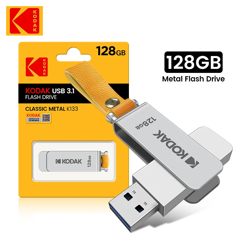 

2 шт., металлический USB флеш-накопитель KODAK, 3,1 ГБ, 128 ГБ