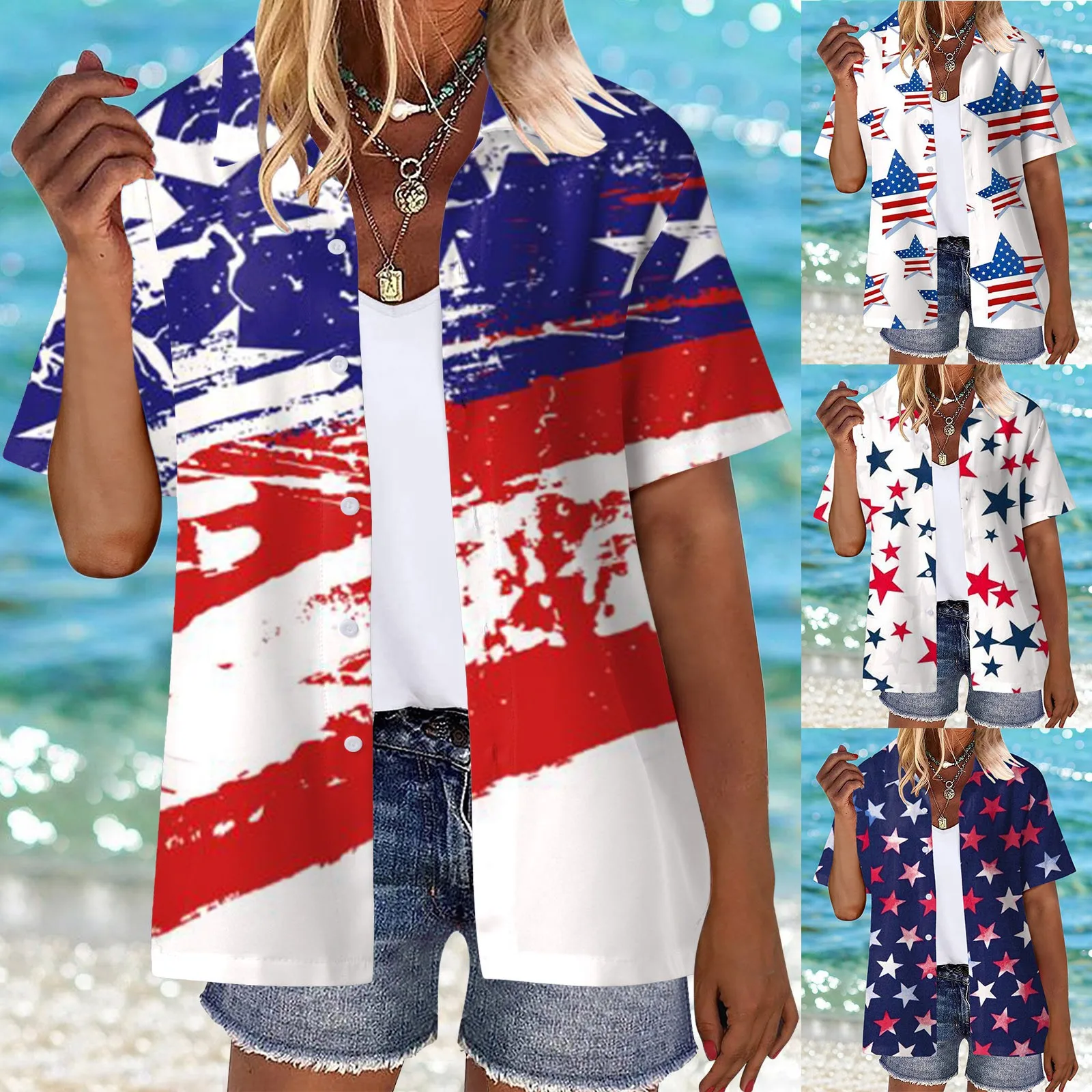 

High Neck Tees Women Women Summer Hawaii Shirts Soft Cool Floral Print Short Sleeve Button Up Tops Long Sleeve Blouses for Women