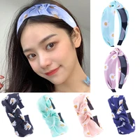wide top knot solid flower printed headbands bow hairbands face wash cute hair hoops kawaii for women girls hair accessories