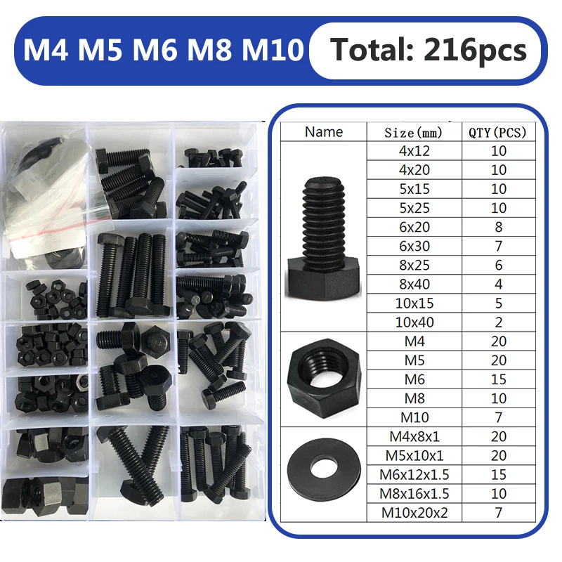 

Комплект белых нейлоновых болтов и гаек M4 M5 M6 M8 M10