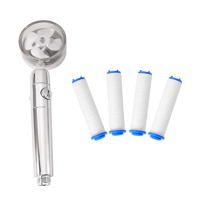 

Propeller Shower Head,Turbo Fan Shower Head Handheld Shower Head High Pressure With Hose Shut Off & Holder Filter