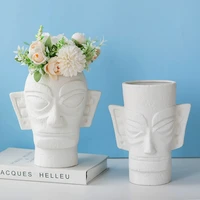 creative abstract art face ceramic vase living room decoration flower arrangement container office decoration frosted texture