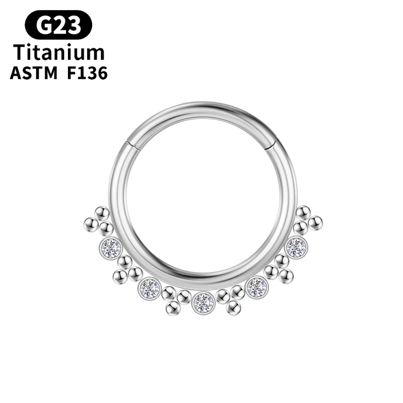 

Piercing Titanium Nose Rings Crystal Tragus Cartilage Piercing Clicker Body Jewelry Ladies G23 Diaphragm Earrings Helix Zircon