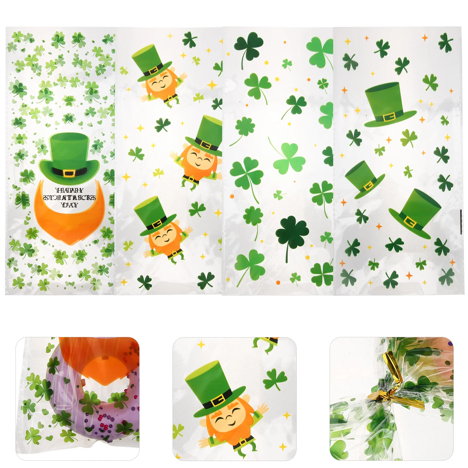 

100Pcs Patrick Gift Bags Patrick Candy Bag Patrick Bags Patrick Gift Pouches Candy Bag Shamrock Candy Bag