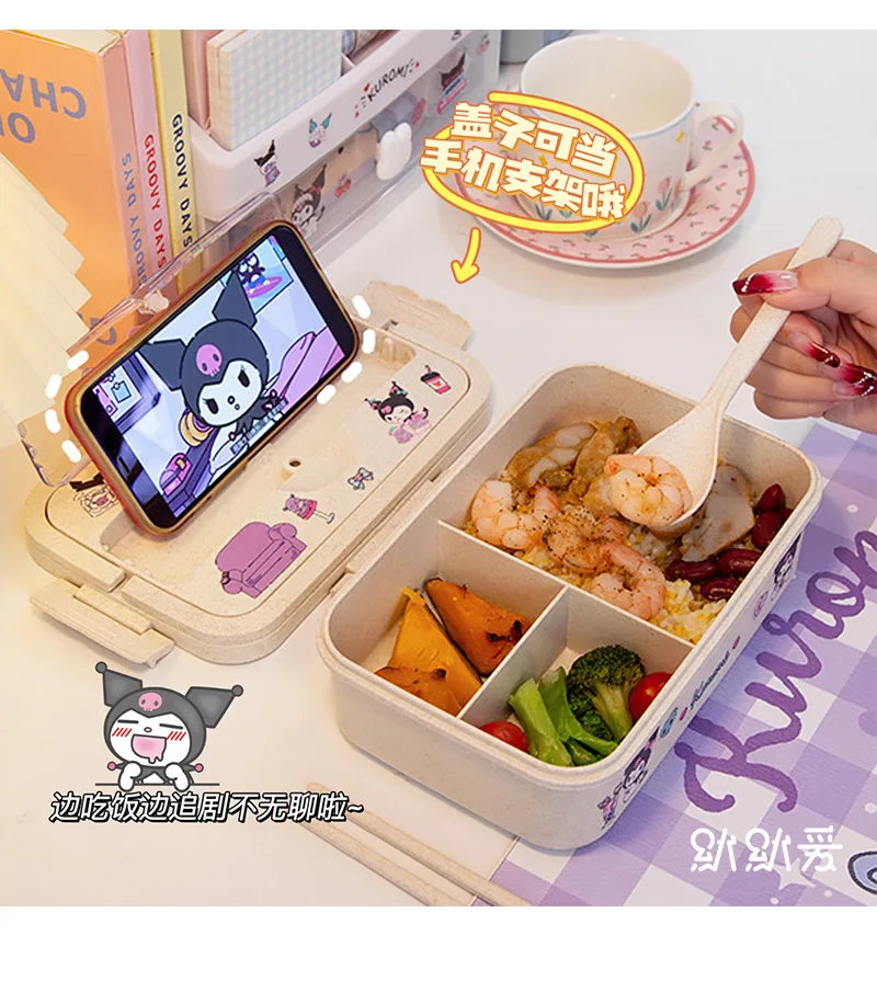 Sanrio Милая Kuromi Melody Bentou коробка большая емкость Cinnamoroll мультфильм Ланч-бокс Diy