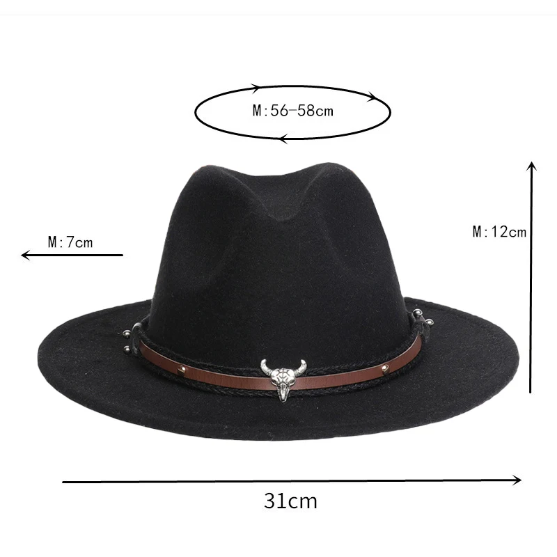 Leather Cowboy Hats Ribbon Fedora Hat 