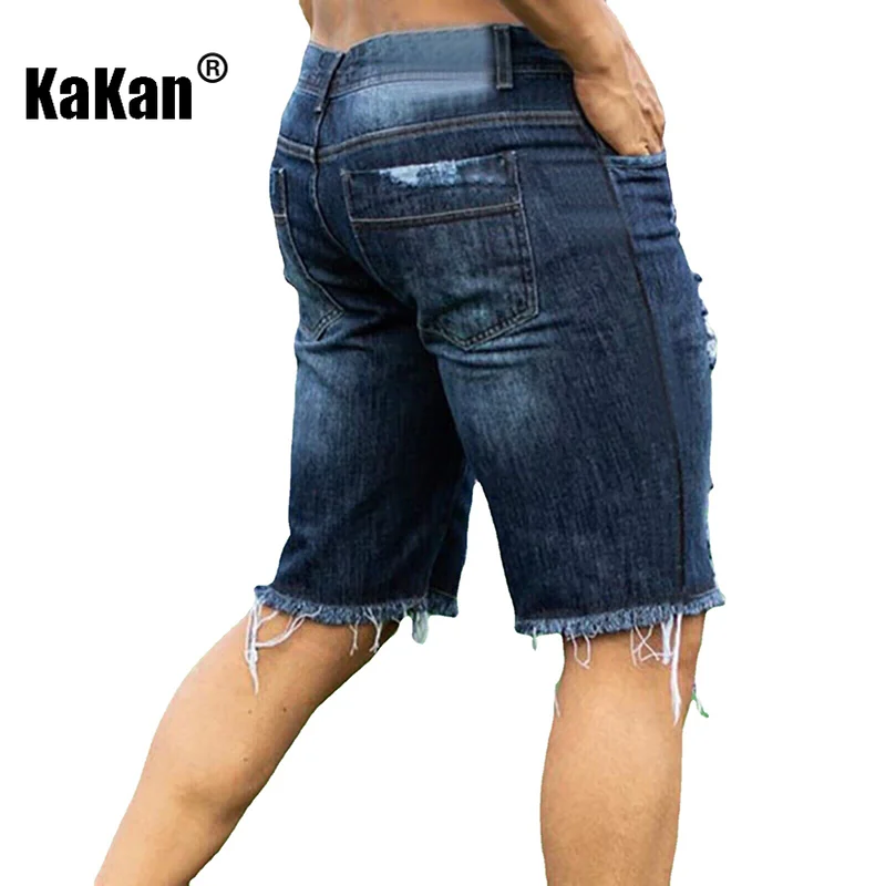 Kakan - European and American New Slim Fit Fashion Jeans Men's Wear, Brushed Blue Shorts Summer Jeans K01-3229