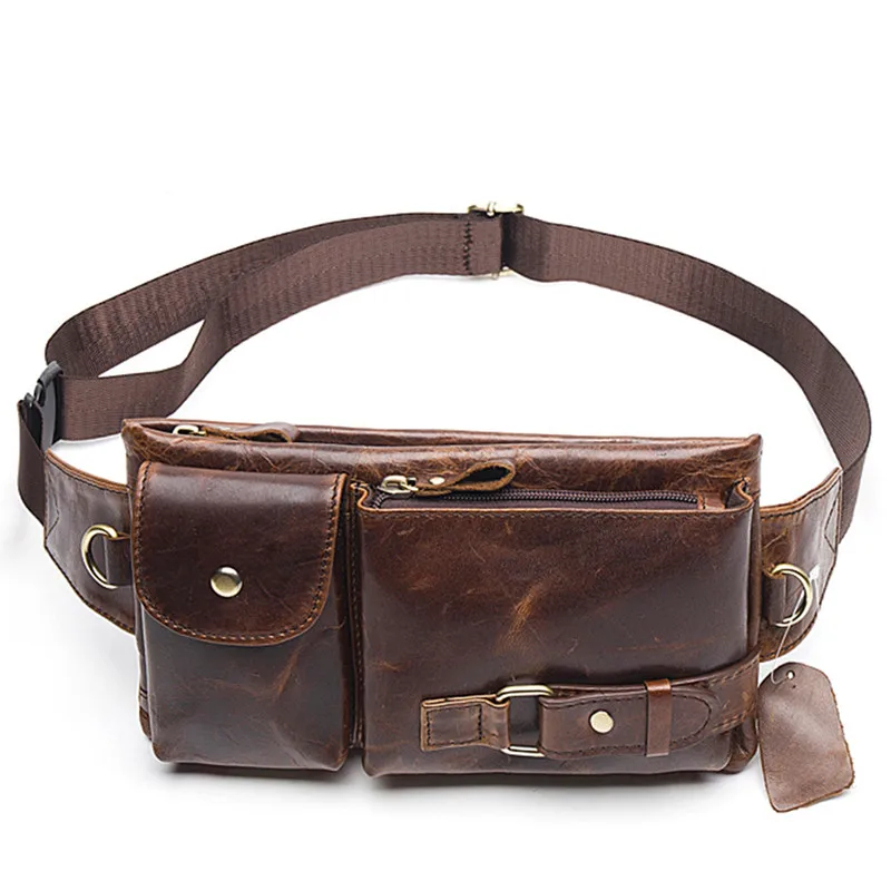 Leather waist bag Men's waist bag Belt bag Mobile phone bag Travel cowhide waist bag Men's small waist bag Leather