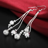 ball drop dangle earrings for women silver colour fashion punk long hanging earring luxury quality designer jewelry trend new
