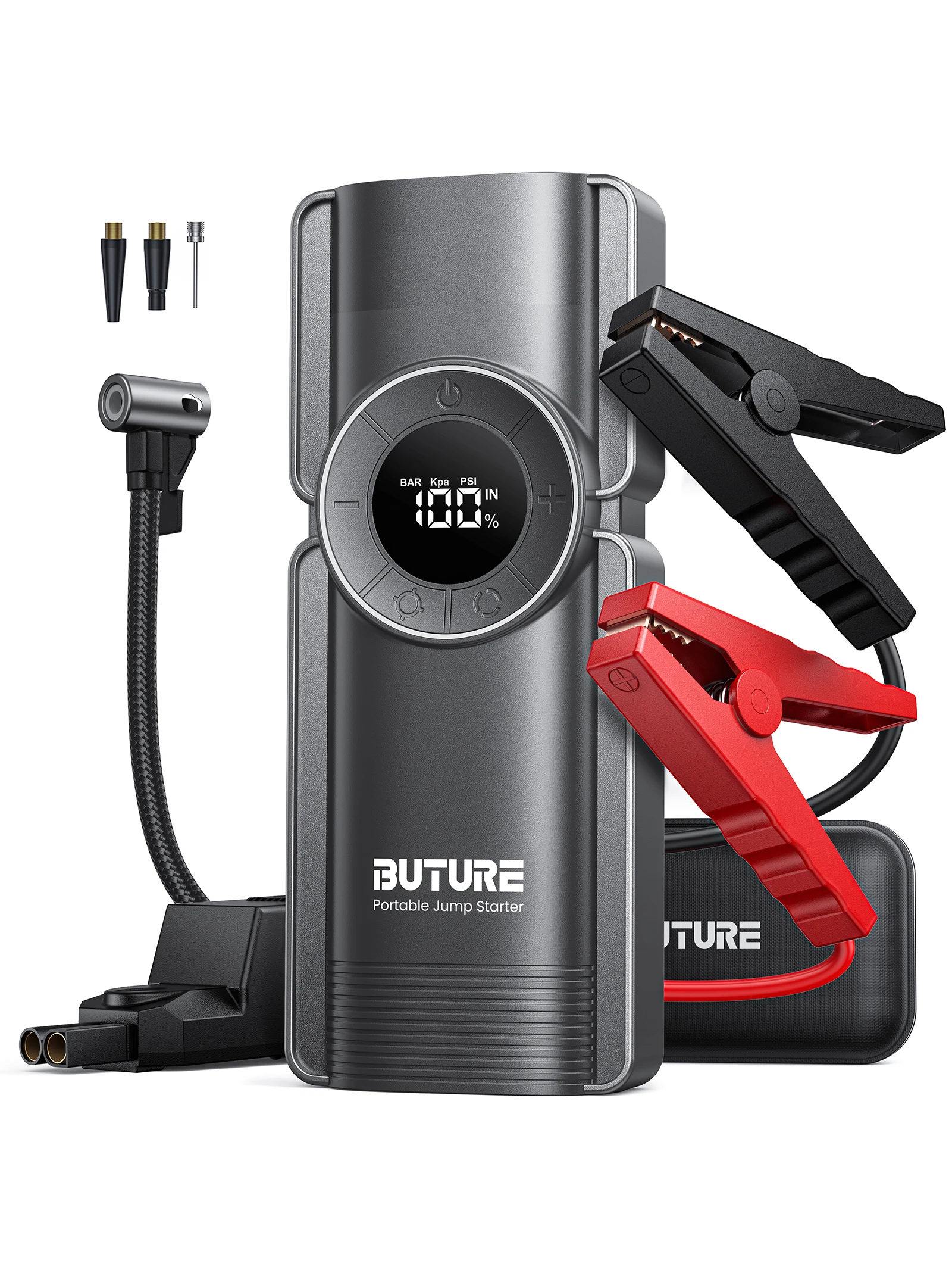 

Buture 4 в 1 Jump Starter 150PSI Насос Воздушный компрессор 20000 мАч Power Bank 2500A Пусковое устройство 15 В Цифровой насос для накачивания шин
