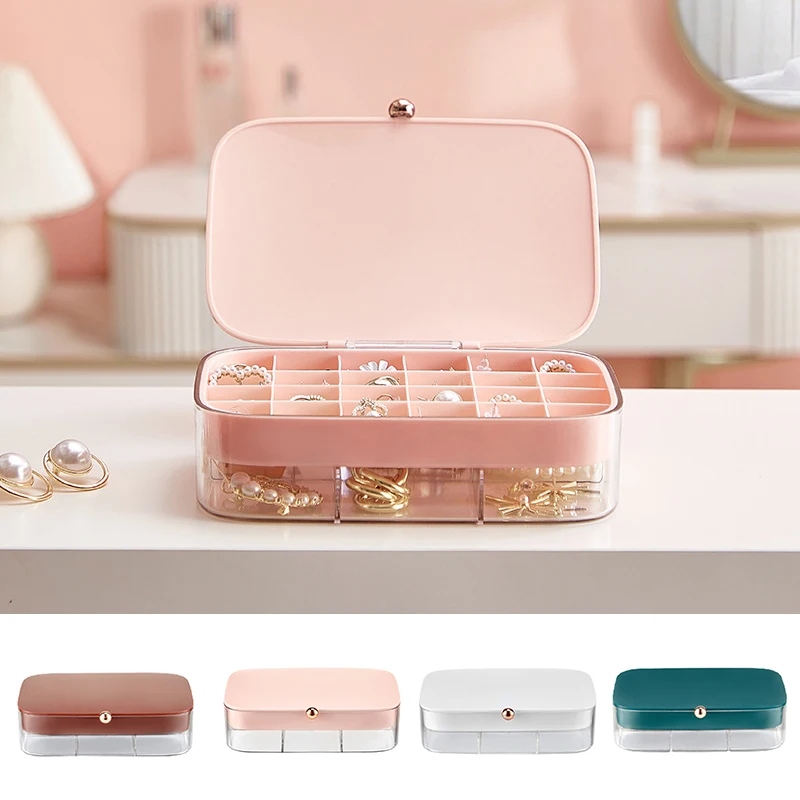 

Jewelry Storage Box with Lid Rings Earrings Necklace 2-Layer Holder Case Classified Jewelry Storage Box 2-Layer gass