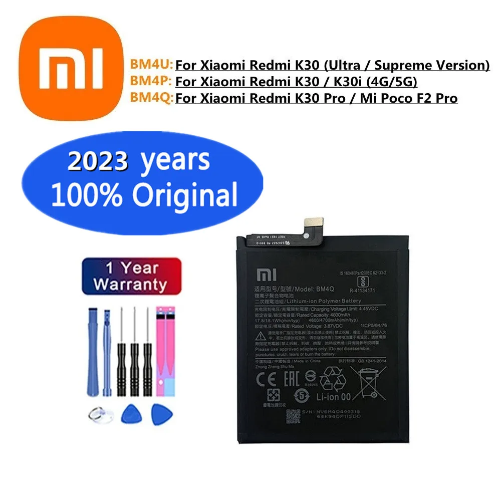 

Аккумулятор BM4P BM4U BM4Q 2023 года для Xiaomi Redmi K30 K30i 4G 5G Ultra Supreme версия K30 Pro Mi Poco F2 Pro оригинальный аккумулятор