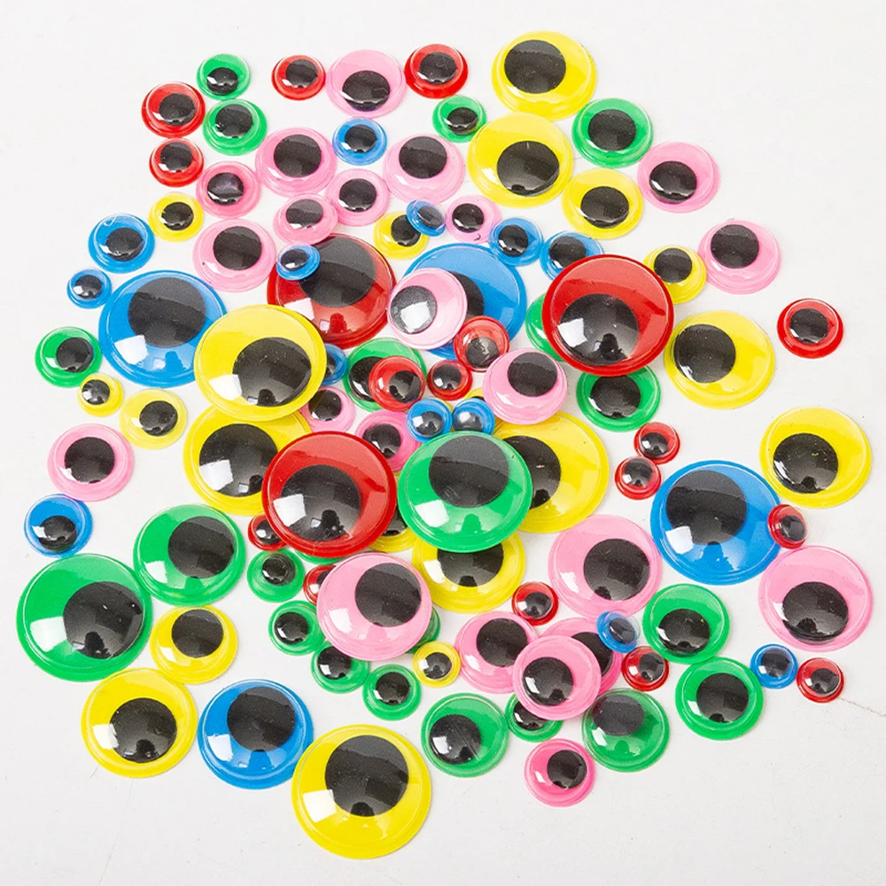 

100 PCS Colorful Self-Adhesive Doll Eye Movable Simulation Cartoon Animal Eyeball DIY Kindergarten Children Craft Supplies