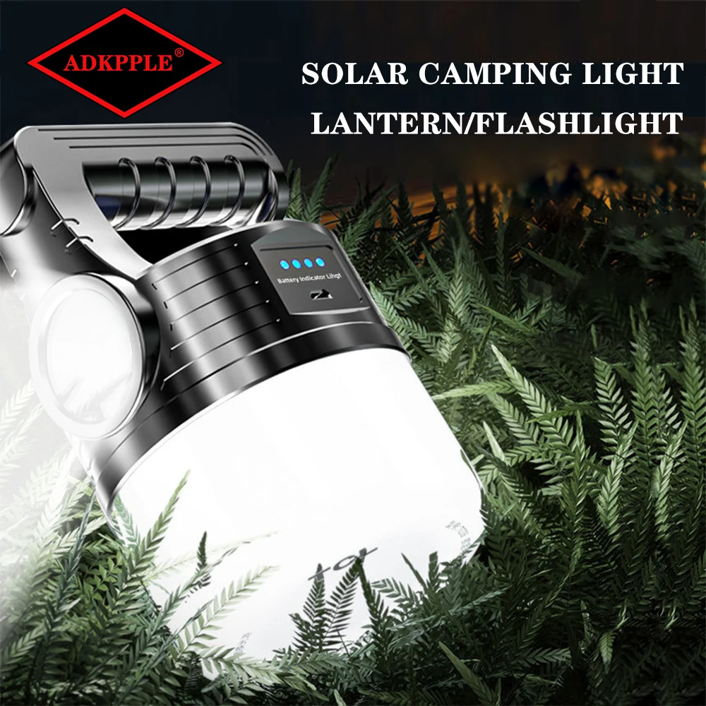 LED Camping Light Tent Lanterns Solar USB Rechargeable Bulb For Outdoor Portable Lamp Emergency Flashlight For BBQ Hiking