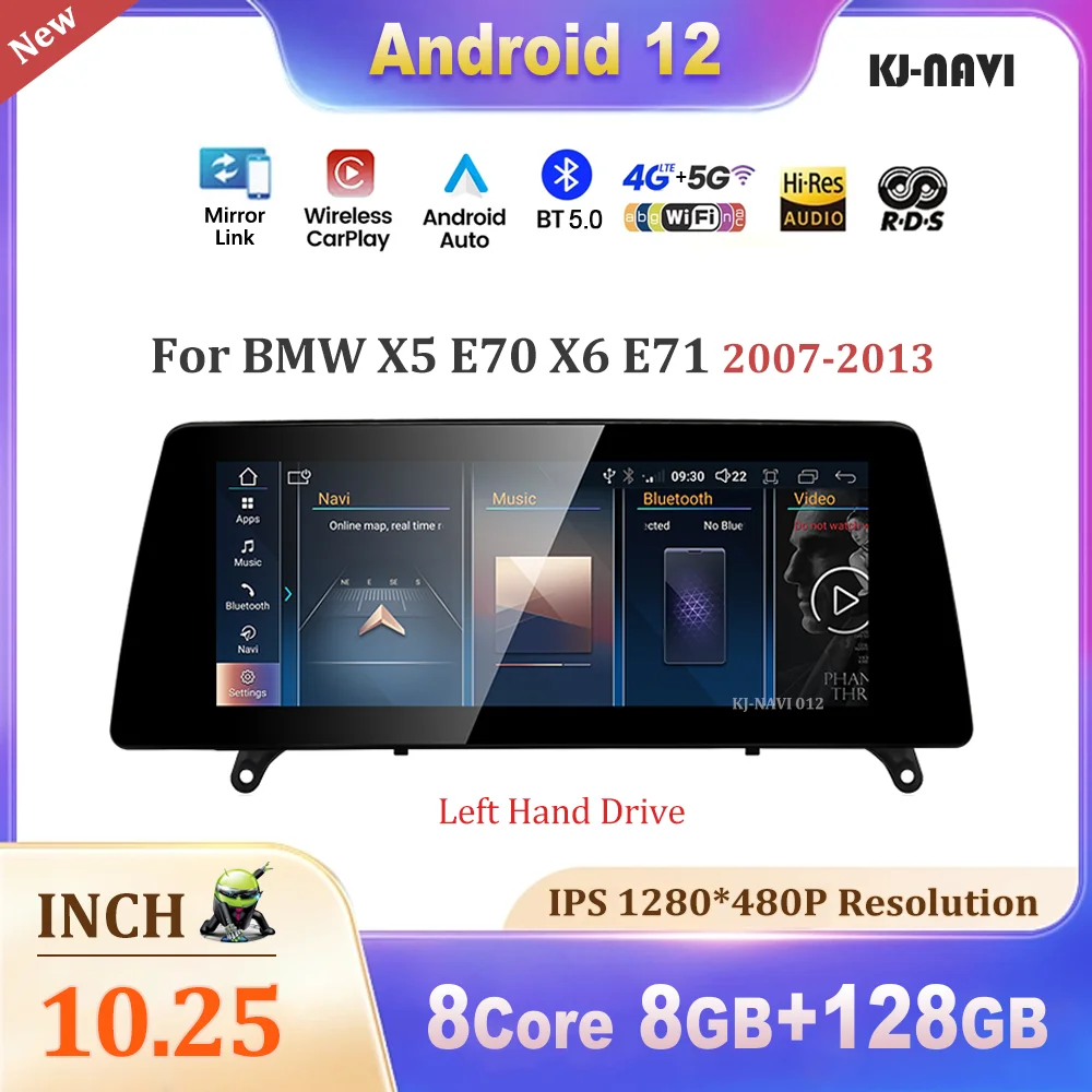 

10.25 Inch LHD For BMW X5 E70 X6 E71 2007-2013 Car Video Player Android 12 GPS Navigation Multimedia Automotiva Auto WIFI BT 5.0