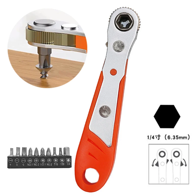 

Hexagon Ratchet Spanner 1/4inch Mini Quick Release Socket Repair Tool Household Handle Wrench Magnetic Screwdriver For Vehicle