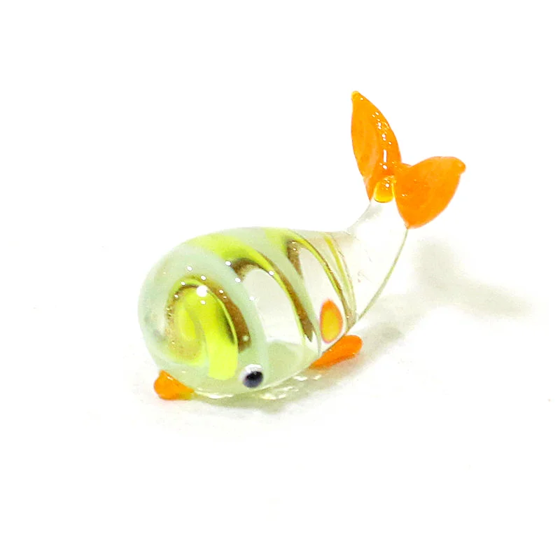 

Cute Whale Mini Glass Figurine Gold Wire Craft Ornament Tiny Sea Animal Statue Home Desktop Aquarium Fish Tank Decor Accessories