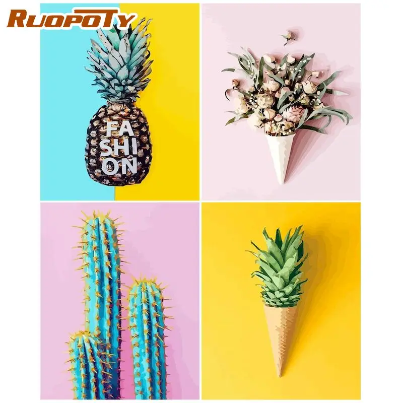 

RUOPOTY DIY Painting By Number Leaf Hand Painted Paintings Art Drawing On Canvas Gift Pictures By Numbers Landscape Kits Home De