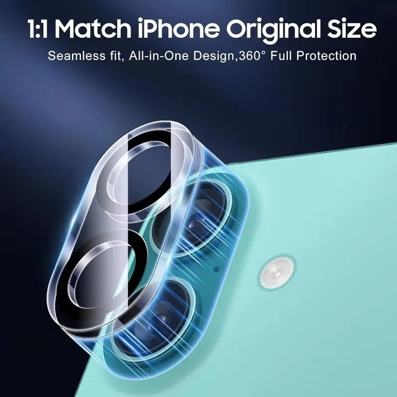 Фото Защитные пленки для объектива камеры из закаленного стекла для iPhone 16 Pro Max 16 Plus 16 Pro, защитная пленка для объектива с черным кругом №4