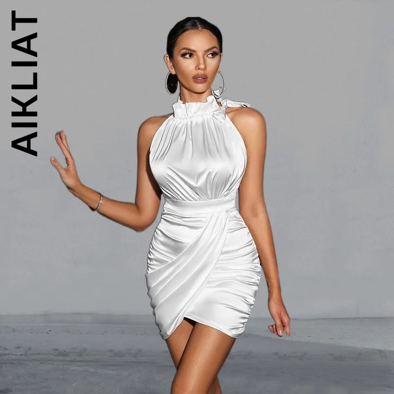 

Модное женское платье Aikliat, пикантные мини-платья без рукавов, наряды, базовая уличная одежда для девушек, женские платья, женские платья