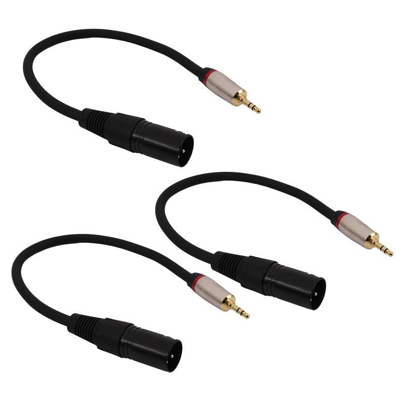 

3X, 0.3M Xlr 3Pin Male To 3.5Mm Trs Male Stereo Plug Shielded Microphone Mic Connector Adapter