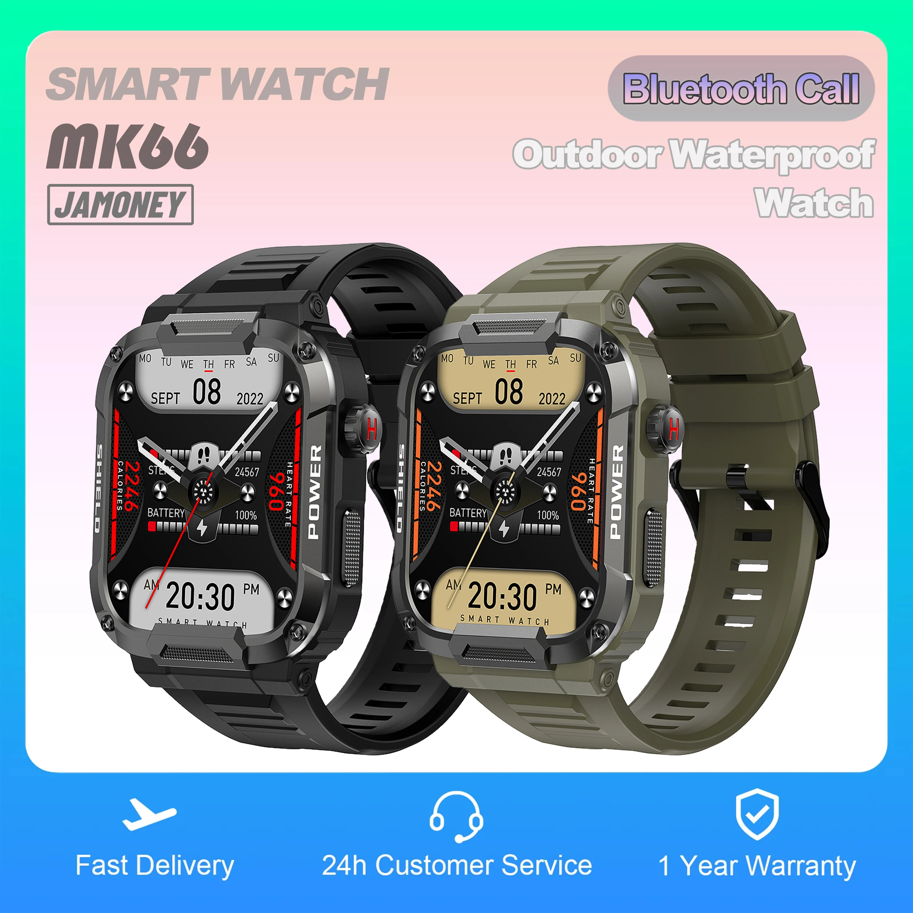 Смарт-часы JAMONEY мужские 1 85 дюйма водостойкие IP68