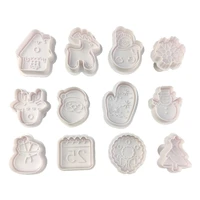 4pcs 3d christmas cookie cutters cake biscuits mold fondant diy kitchen baking tools xmas house gingerbread man elk snowflake