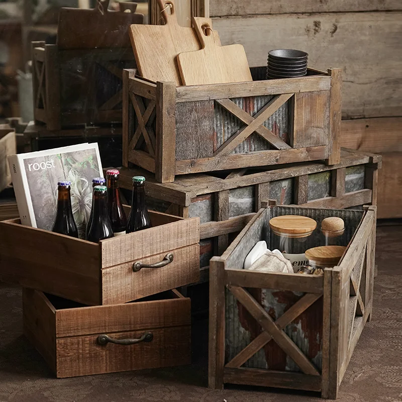 Рамка для овощей в стиле барокко железная коробка цветов из твердой древесины