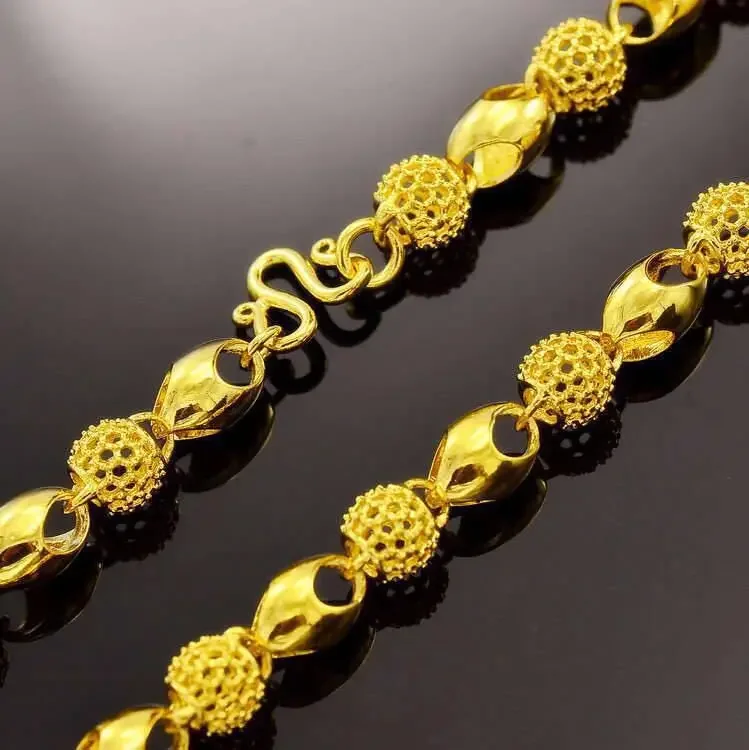 Женское ожерелье из натурального золота 9999 пробы с бусинами