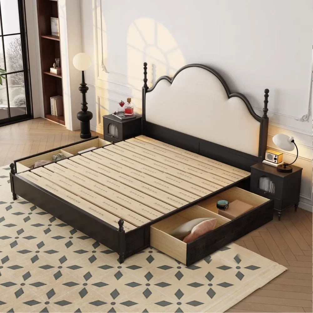 Кровать из цельного дерева в американском стиле модный дизайн главная спальня