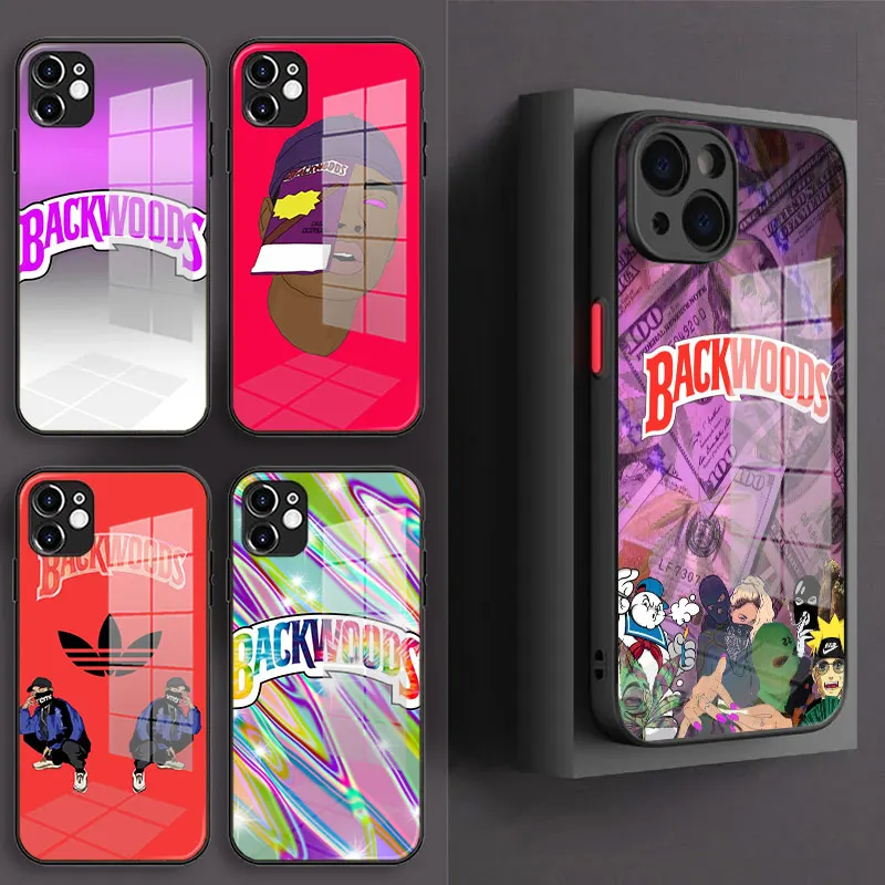 

Backwoods Black Glass Phone Case For iPhone 14 13 11 12 Mini Pro Max XS XR X Silicone Cover