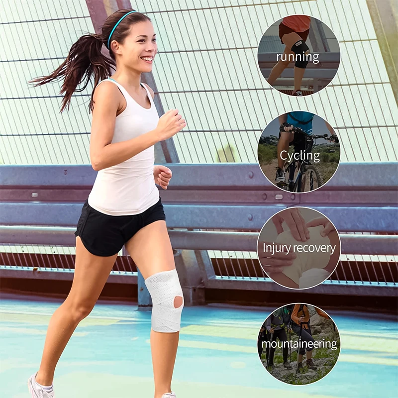Компрессионный бандаж для поддержки колена с боковыми стабилизаторами дышащий